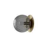 Verona 1-light ribbed clear glass globe flush mount with round brass canopy – Model 32777