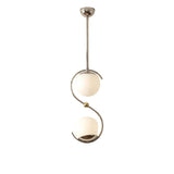 Verona sculptural double globe pendant chandelier with polished metal finish and curved S-frame – Model 33175