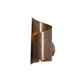 Side angled view of Verona curved wrap metal wall sconce with sculptural modern profile