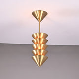 Verona Stacked Cone Pendant installed on ceiling with warm glow and tiered cone shade design.
