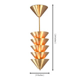 Verona Stacked Cone Pendant dimension image showing 8 inch width and 28 inch overall height.