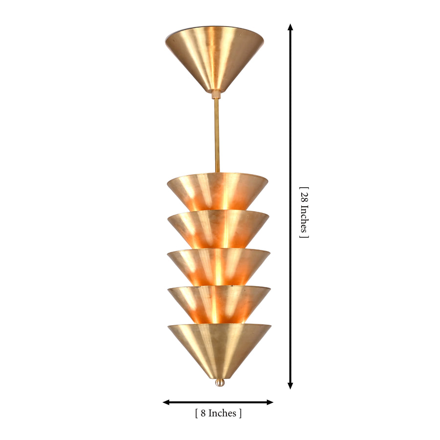 Verona Stacked Cone Pendant styled in a modern living room with warm lighting and cozy décor.