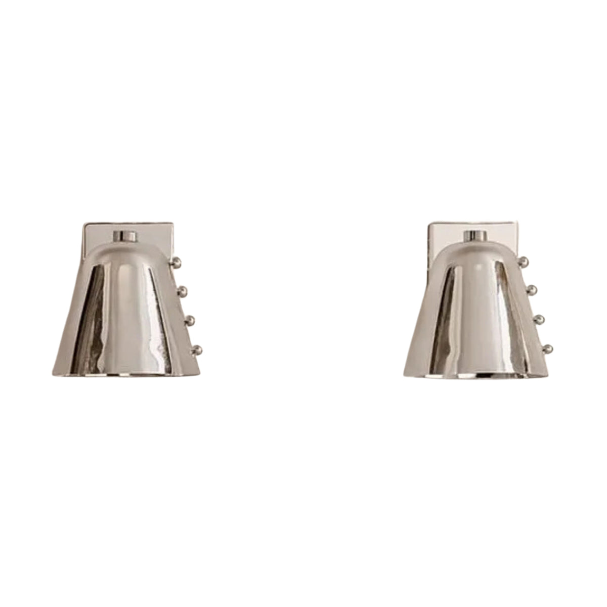 Pair of Verona Studded Cone Wall Sconces displayed side by side, highlighting the symmetrical tapered cone silhouette and decorative stud accents.