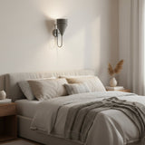 Verona tiered cone wall sconce shown in alternate dark metal finish with curved arm – Model 32824