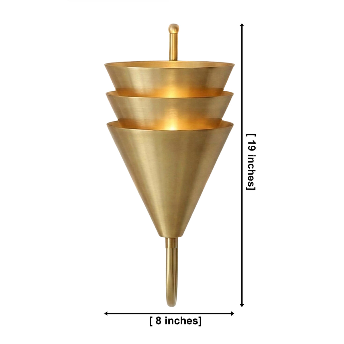Verona tiered cone wall sconce dimensions showing 19 inch height and 8 inch width – Model 32824