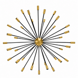 Versailles 36 light Sputnik chandelier shown from below highlighting the symmetrical radial arms, brass central hub, and brass-tone holders.