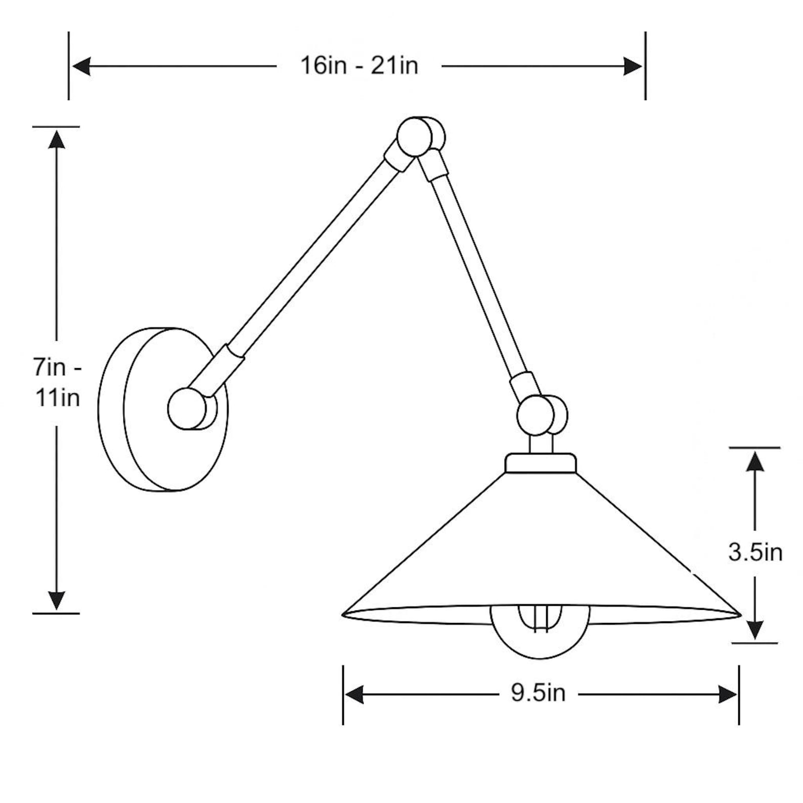 Size guide for Verona Arc - Cone Wall Sconce  - 10