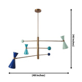 Wellington 3 light counterbalance chandelier dimension view showing 48 inch width and 40 inch overall height.