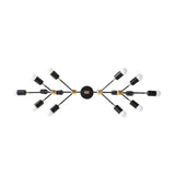 Zurich 14 light Mid-Century Modern chandelier shown from above highlighting its symmetrical branching arms and black finish.