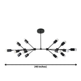 Zurich 14 light black branching Sputnik chandelier dimension view showing an overall width of 40 inches.