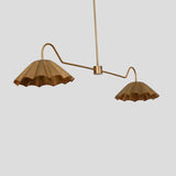 Artisan handmade brass chandelier with pleated shades, customizable 2-light ceiling fixture by Brass Leaf Studio.