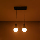 Aspen Dual Socket Pendant Chandelier Model 33242 illuminated against a dark background, showcasing warm ambient lighting.