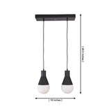 Aspen Dual Socket Pendant Chandelier 2 Light Model 33242 dimensions showing 18-inch width and 46.5-inch adjustable hanging height.