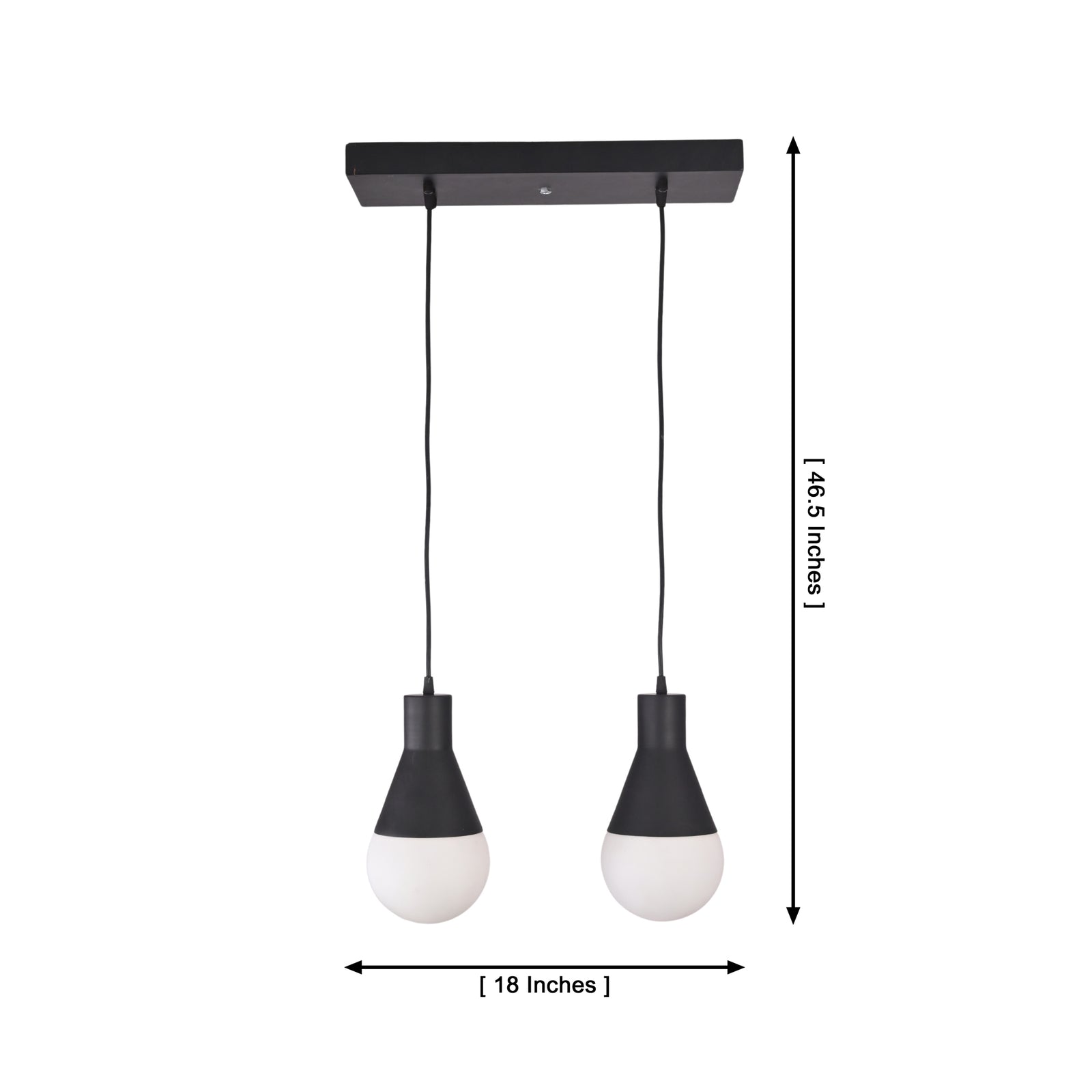 Size guide for Aspen Dual Socket Pendant Chandelier – 2 Lights – 18 Inch – Model 33242