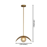 Dimensions of the Aspen Sculptural Crescent Pendant Light Model 33251 showing a 22-inch width and 42-inch overall height.