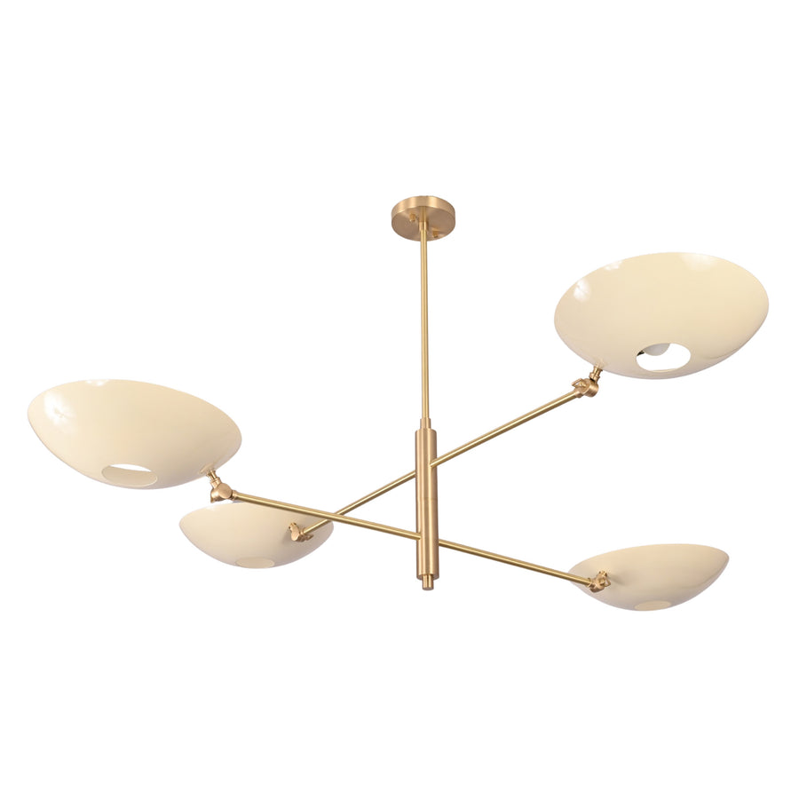 Aurora 4-light saucer bowl chandelier installed in a warm living room with soft ambient ceiling lighting