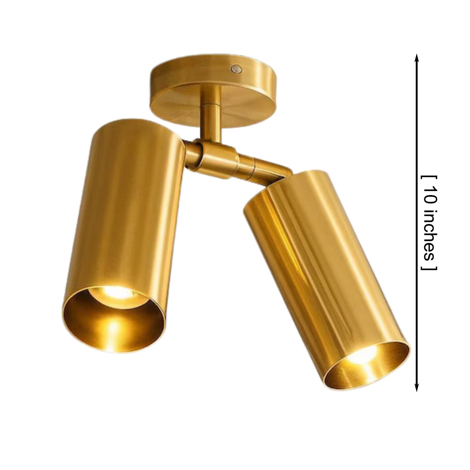 Size guide for Aurora Dual Adjustable Cylinder Ceiling Spotlight – 2 Light – 10 Inch – Model 33248