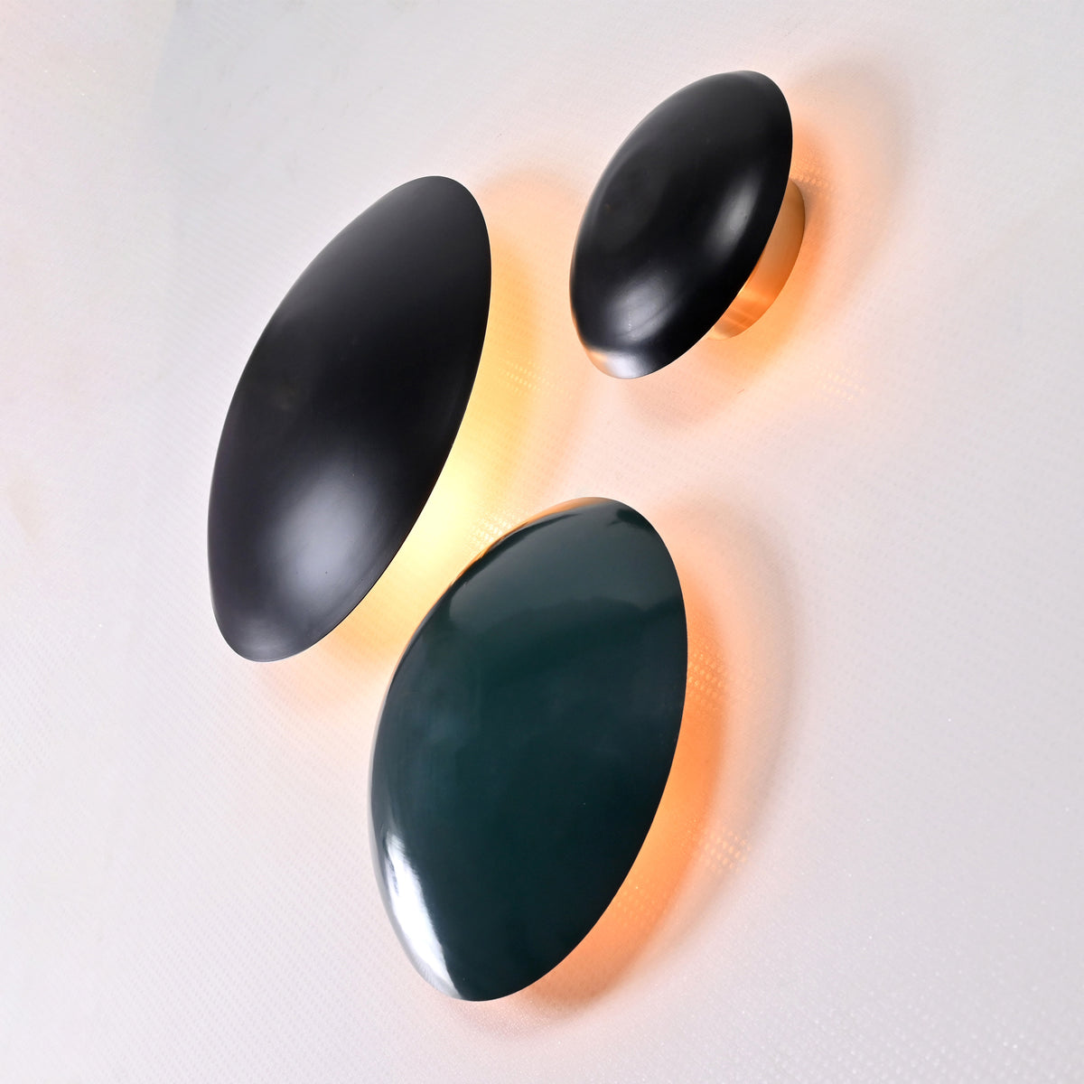 Angled View of Aurora Layered Bowl Wall Light 3 Piece Set Model 32592