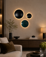 Aurora Layered Bowl Wall Light 3 Piece Set Installed in a Modern Living Room Model 32592