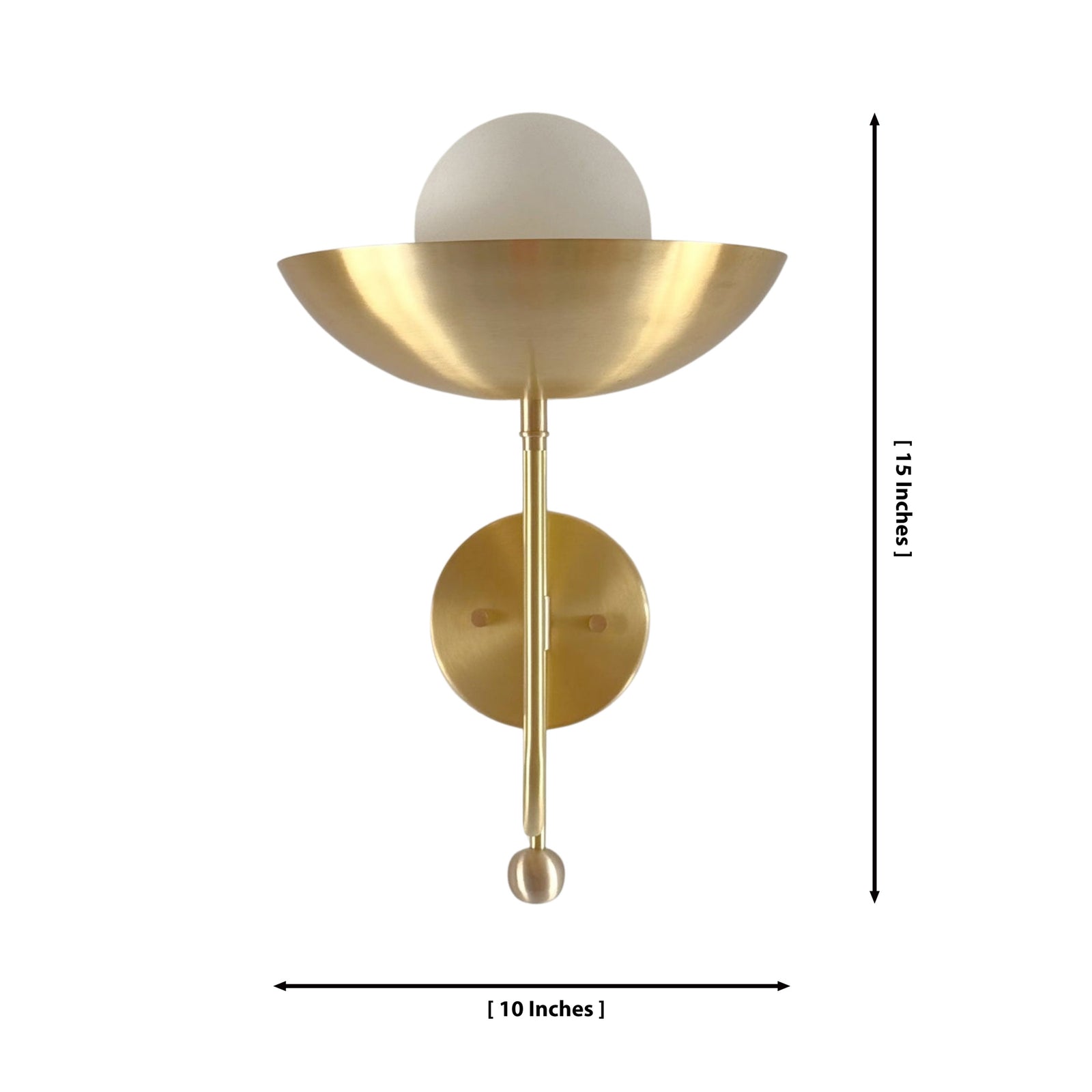 Size guide for Aurora Modern Brass Bowl Wall Sconce – 1 Light – 15 Inch – Model 32691