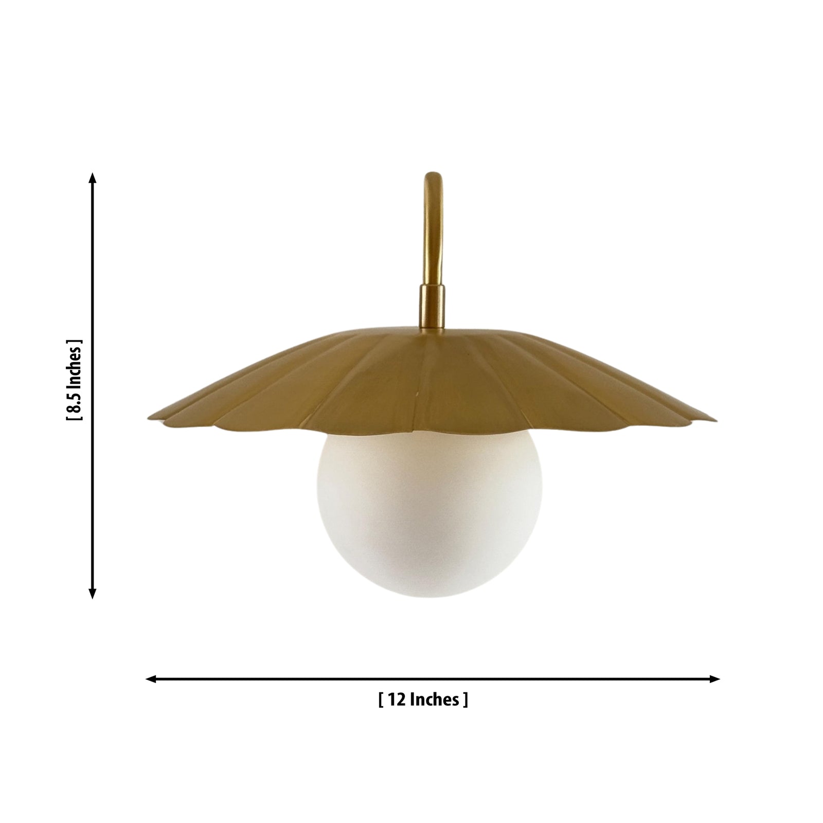 Size guide for Aurora Modern Brass Flower Shade Wall Sconce – 1 Light – 12 Inch - Model 32693