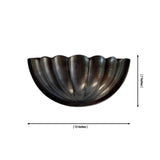 Aurora modern gunmetal fluted half bowl wall sconce with dimensions measuring 13 inches wide by 7 inches high.
