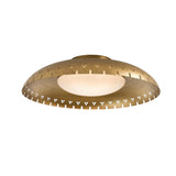 Angled view of the Aurora Perforated Disc Flush Mount Ceiling Light 12 Inch Model 33249 highlighting its artisan perforated detailing and contemporary flush mount design.