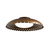 Aurora Perforated Disc Flush Mount Ceiling Light 12 Inch Model 33249 front view showcasing the handcrafted perforated metal disc and frosted glass diffuser.