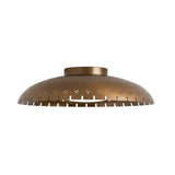 Side profile of the Aurora Perforated Disc Flush Mount Ceiling Light 12 Inch Model 33249 showcasing its low-profile handcrafted metal construction and minimalist silhouette.