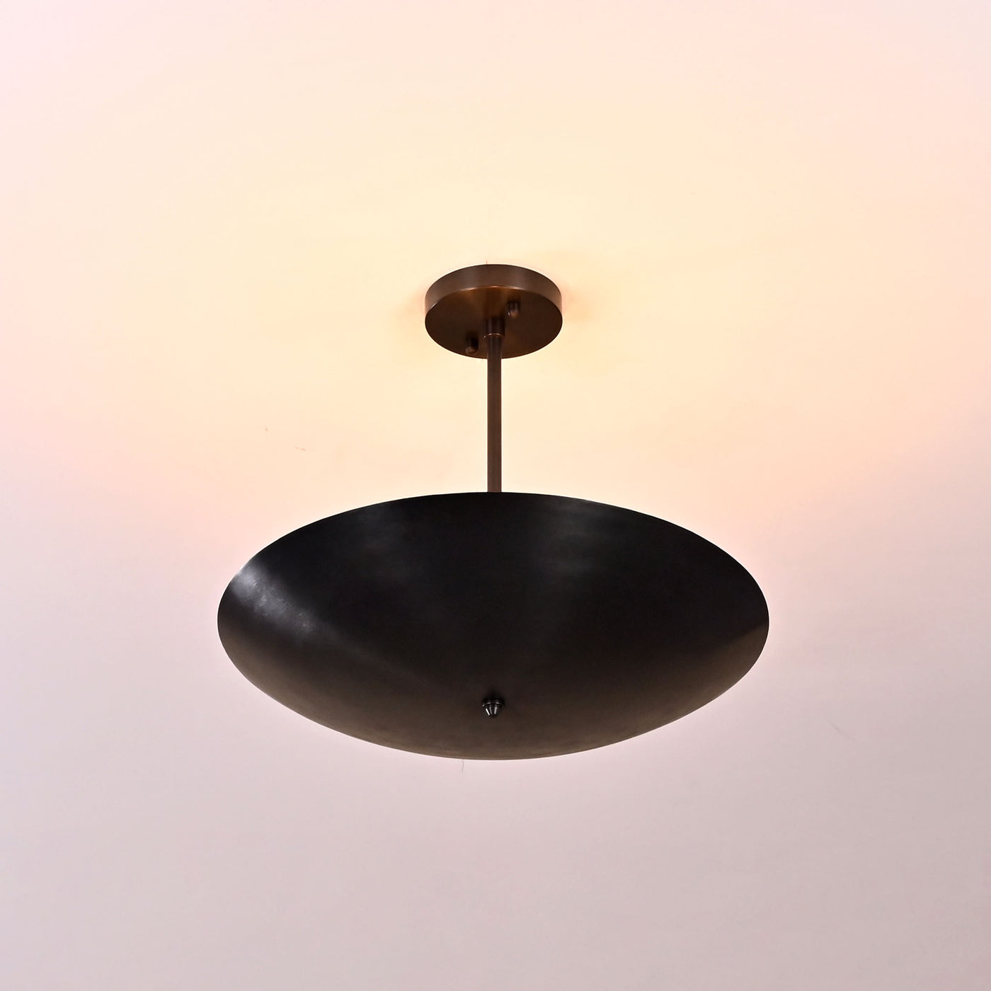 Handmade 5-light blackened brass bowl ceiling light – modern industrial flushmount design