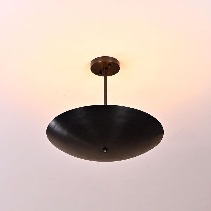 Handmade 5-light blackened brass bowl ceiling light – modern industrial flushmount design