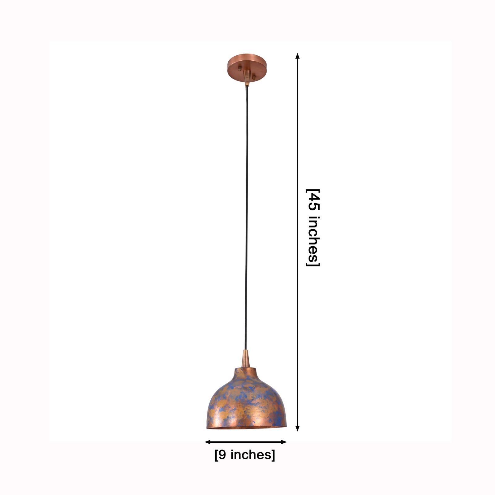 Size guide for Blue Copper Dome Pendant Lamp – Kitchen Island Dining Ceiling Light – Model 33294