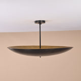 Blackened brass 5-light ceiling fixture with lacquered surface and modern profile