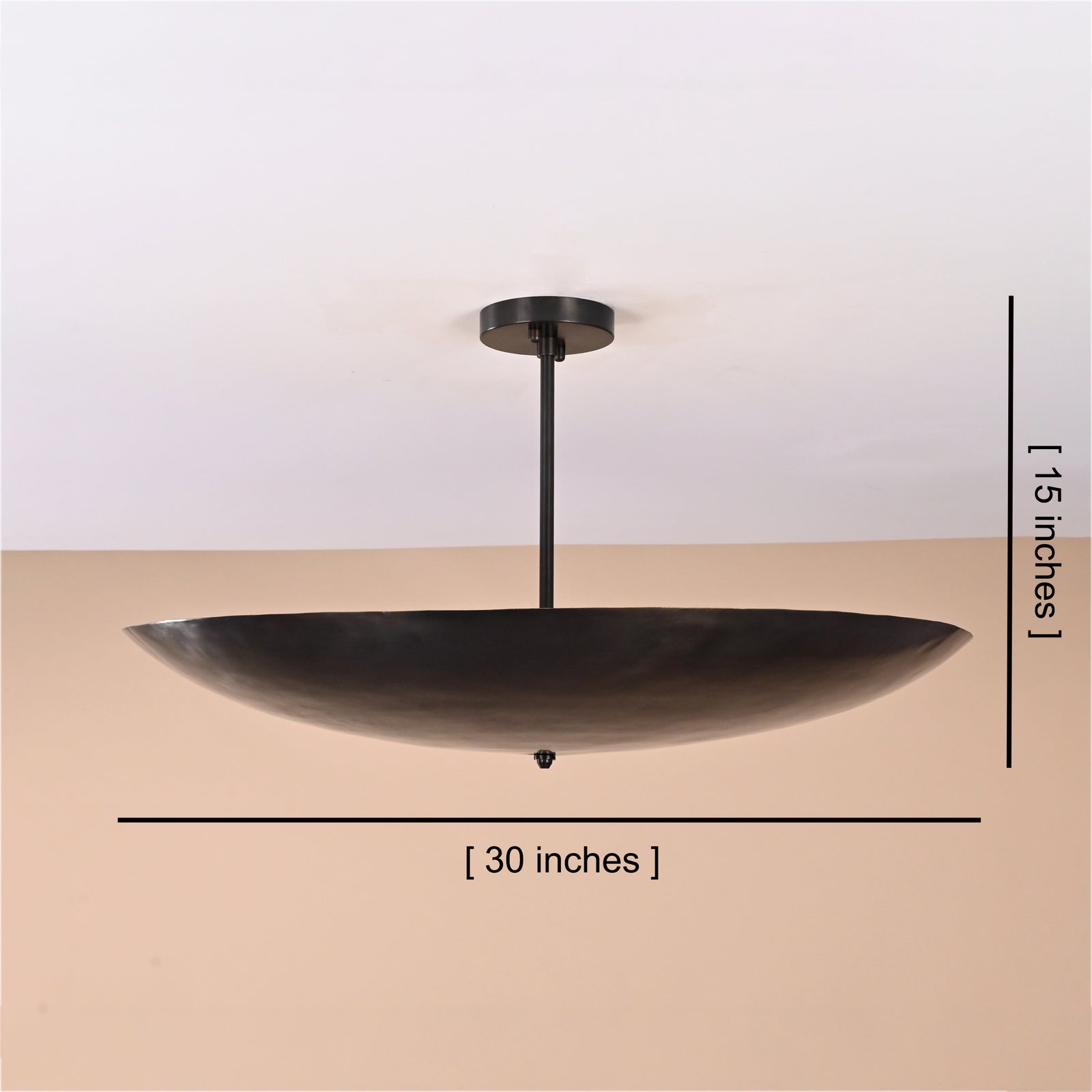 Size guide for Modern 5-Light Bowl Brass Ceiling Light | Handmade Semi-Flushmount Pendant by Brass Leaf Studio 32419