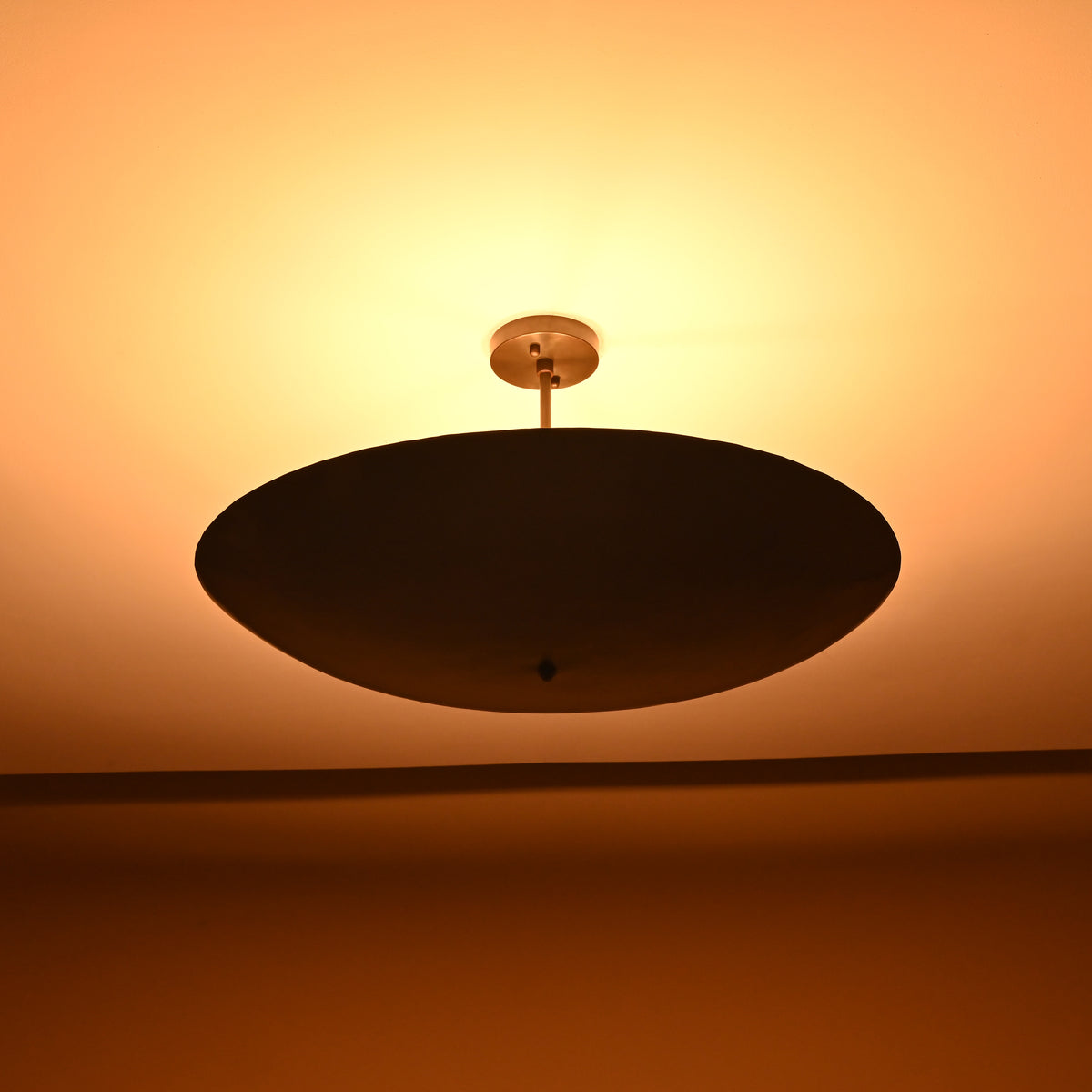 Elegant blackened brass bowl ceiling light side angle – modern handcrafted 5-light design