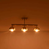 Three light ceiling fixture shown illuminated, creating warm downward glow for bedrooms, dining rooms, and living spaces