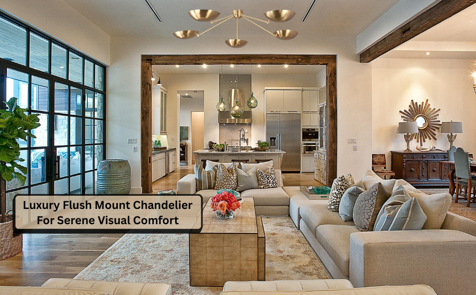 5-Arm Brass Bowl Shade Flush Mount Chandelier Product Image