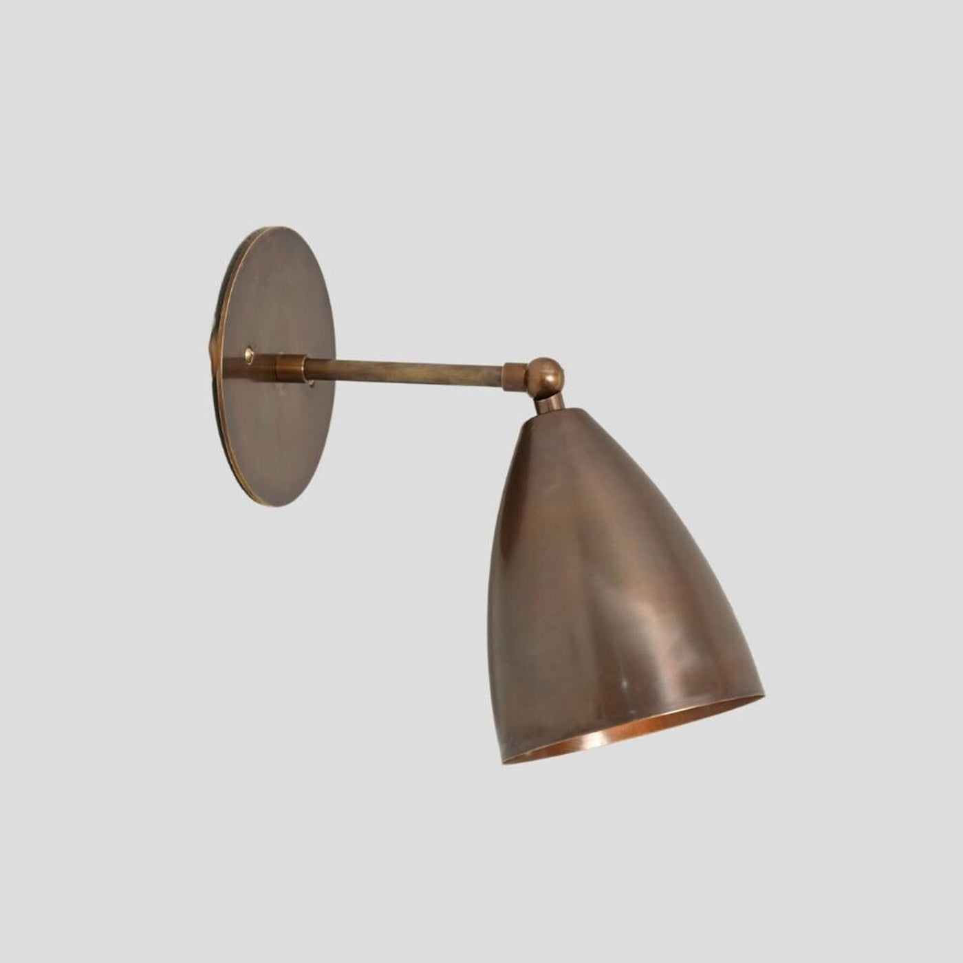 Handmade brass adjustable wall sconce with cone shade – industrial modern wall light for bedrooms and living rooms