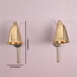 Brass bell wall sconces with measurement guide showing 5-inch width and 14-inch height