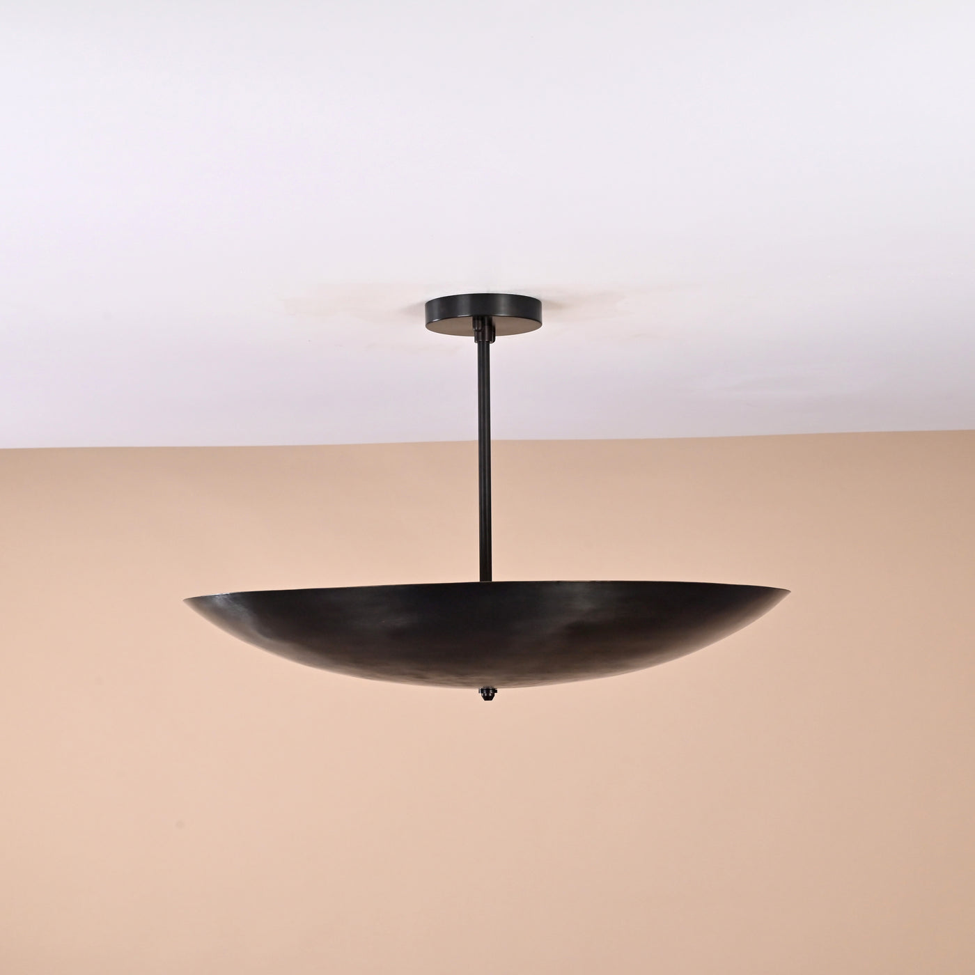 Handmade 5-light blackened brass bowl ceiling light – minimalist flushmount chandelier