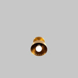 Bottom view of brushed brass bowl ceiling light showing E26 bulb and precision-crafted perforated edge design