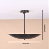 Dimensions of 5-light brass bowl ceiling chandelier – 18 inches width, 15 inches height