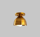 Handmade brass bowl ceiling light in brushed finish with warm lacquer coating, designed by Brass Leaf Studio