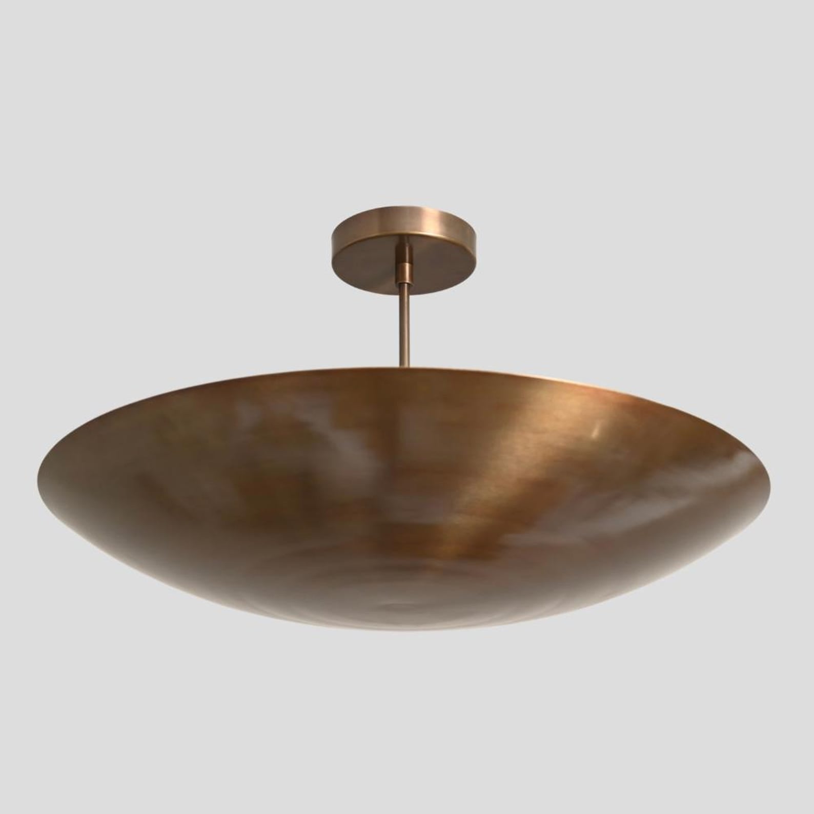 Side angled view of brass bowl chandelier – modern pendant ceiling light crafted in solid brass