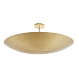 Handcrafted 30-inch brass bowl flushmount ceiling light in brushed brass finish by Brass Leaf Studio