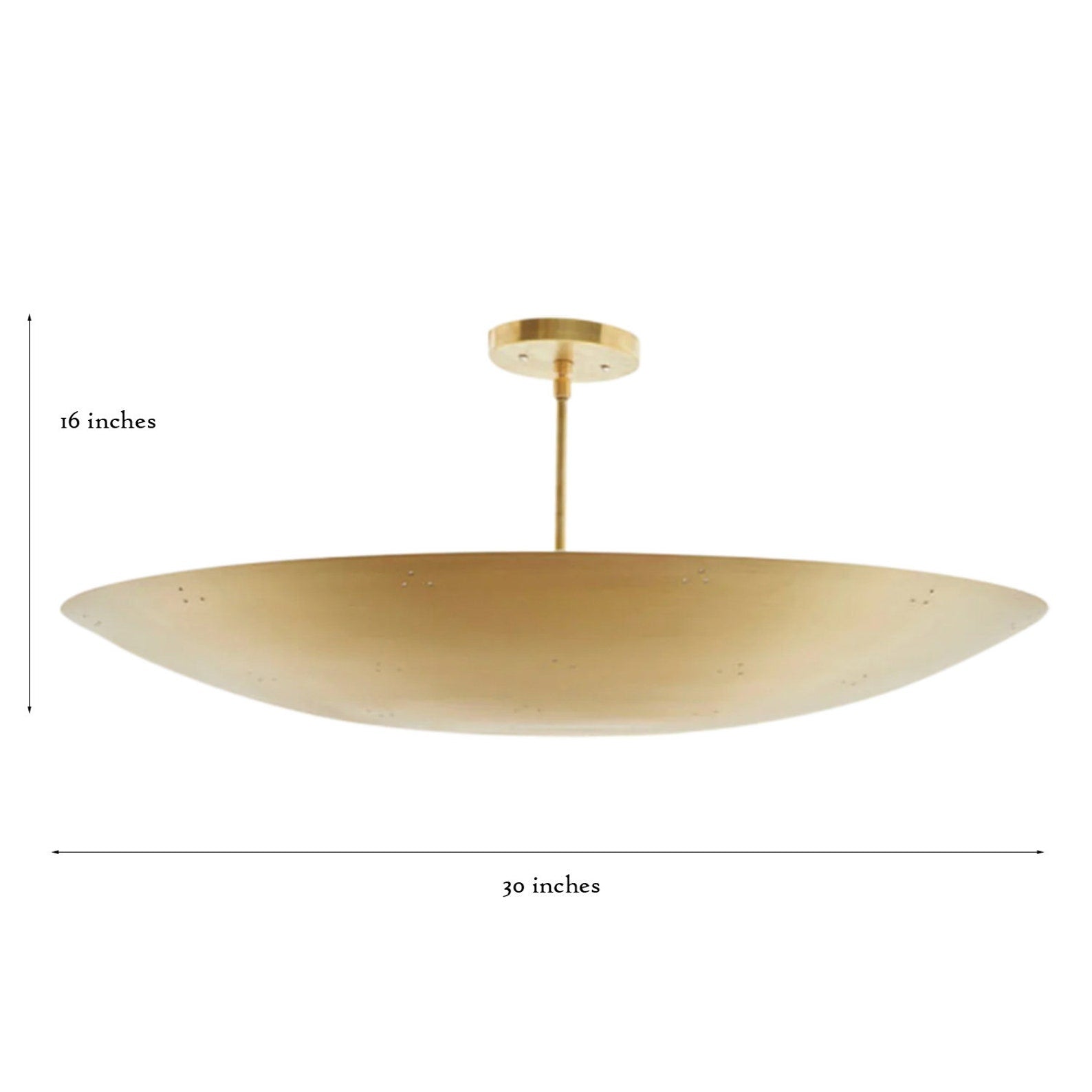 Size guide for Brass Bowl Flushmount Ceiling Light – 30” Handcrafted 6-Light Fixture | Brushed Brass Dome Design by Brass Leaf Studio | Custom Sizes & Finishes Available 62603