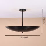 Dimensions of 5-light brass bowl ceiling fixture – 24 inches wide and 15 inches high