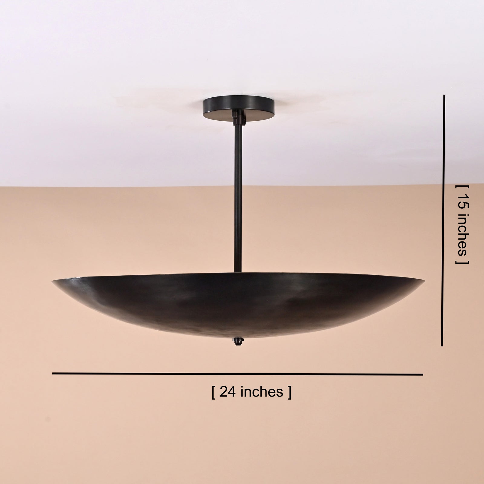 Size guide for Handmade 5-Light Brass Bowl Ceiling Light – Customizable Flushmount Chandelier | Brass Leaf Studio 32420