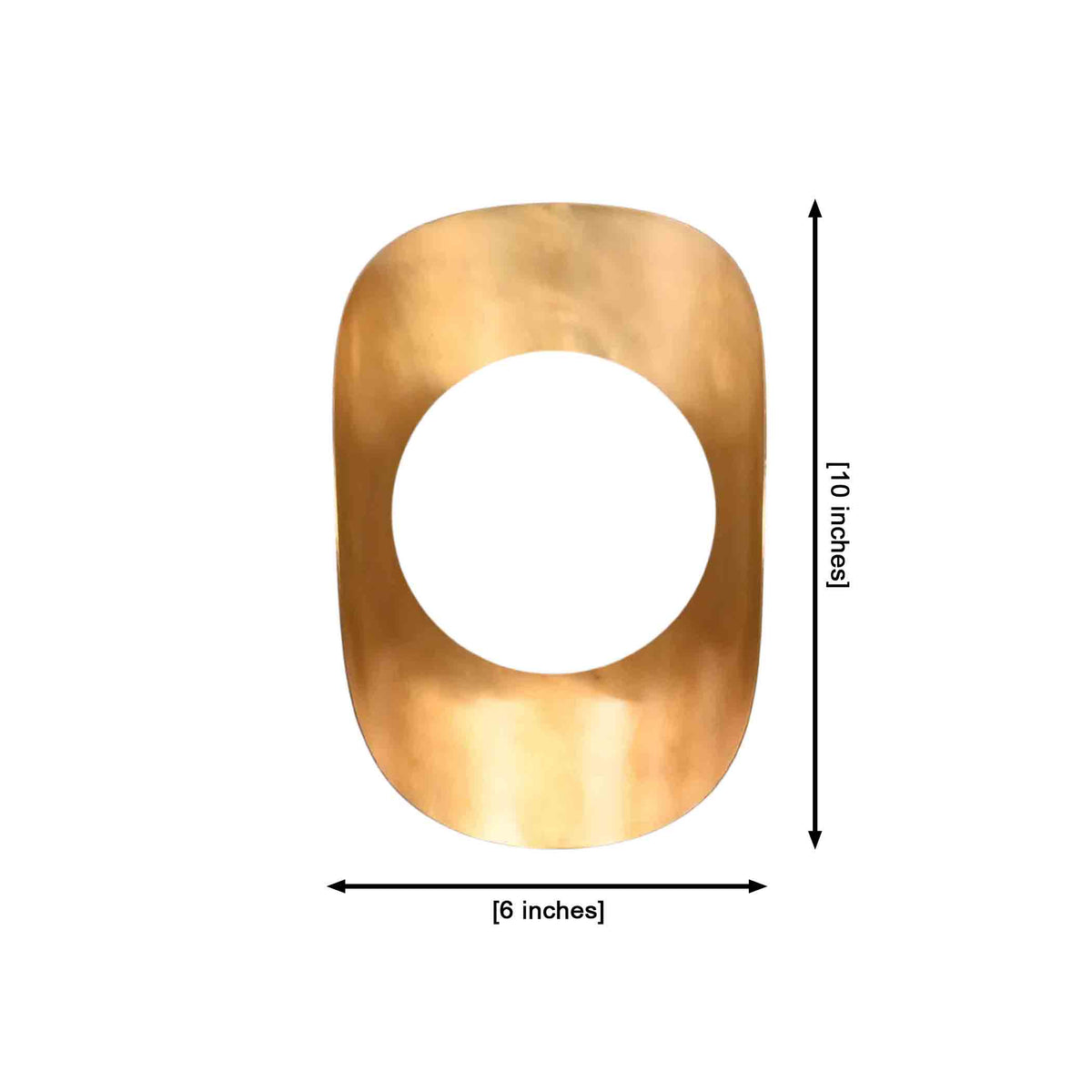Brass crescent globe wall sconce dimension view showing 10 inch height and 6 inch width