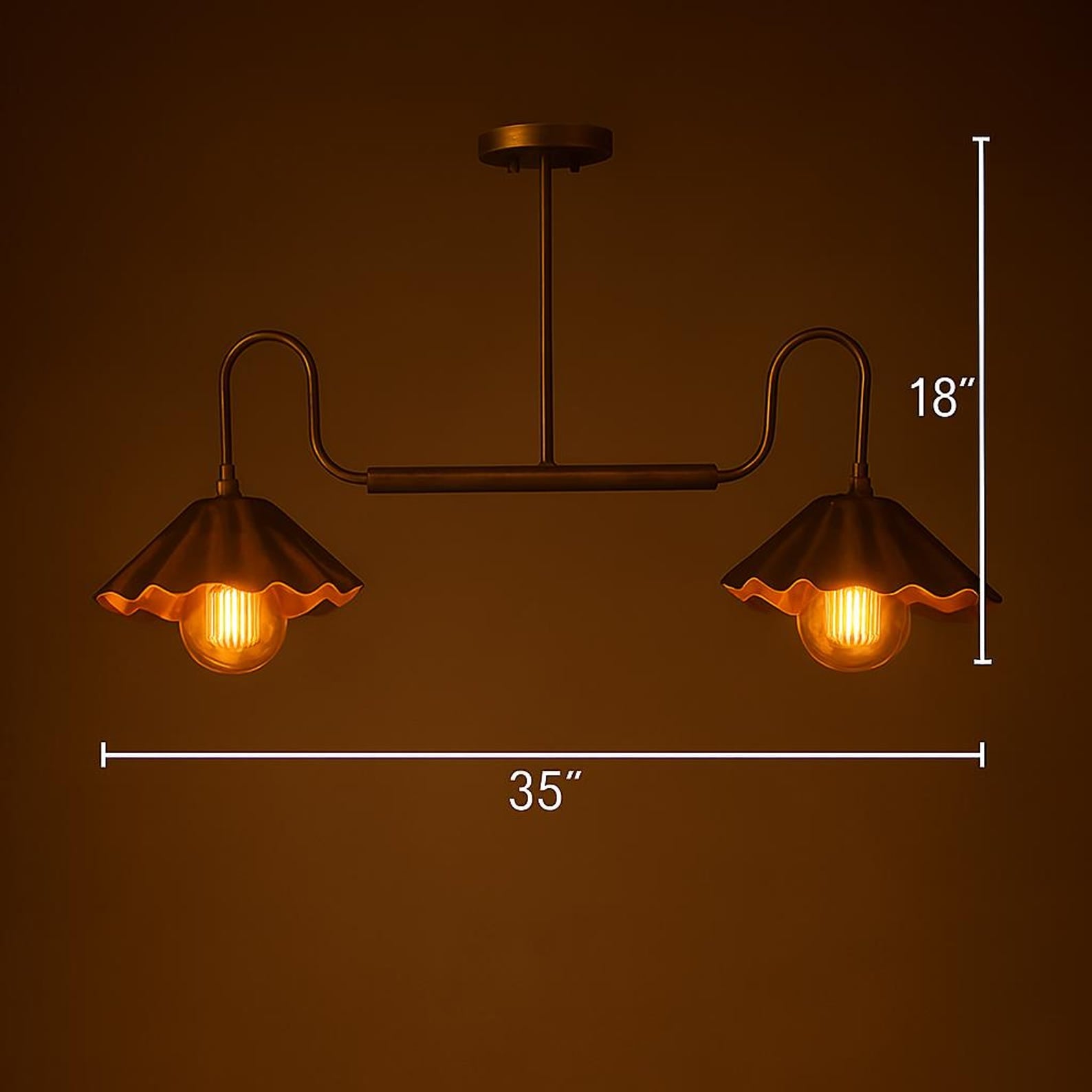 Size guide for Zurich Petalia Mid-century Chandelier - 2 Lights - 62652